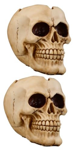 Supvox 2st Schädeltopf Zuckerschüssel Mini-übertopfvase Mit - Halloween-servierschüssel Übertopf Mit -Pflanze Kaktus-pflanzgefäße Schädel-Statue-skulptur Harz