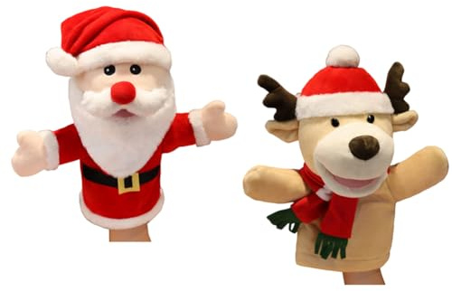 LICHENGTAI Weihnachtsmann Handpuppen, Festliche Weihnachts Handpuppe Handpuppe Plüschtier mit Beweglichem Offenem Mund Plüsch Handpuppen für Puppentheater Rollenspiel