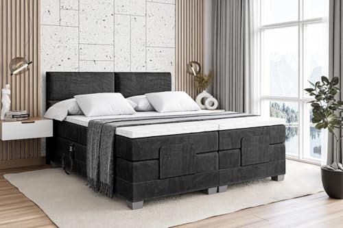 ALTDECOR Boxbett mit H3 H4 Matratze Maya EL - 180x200 - Schwarz