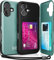 TORU CX SLIM for iPhone 16 Case Wallet | Protective Shockproof Heavy Duty Cover with Hidden Card Holder & Card Slot | Mirror & Wrist Strap Included - Green