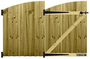 Premier Garden Supplies Made to Measure Feather Edge Semi-Braced Arch Top Driveway Gates for Measurements Height 3ft - 4ft (90-120cm) x Width: <6ft (183cm) +600mm Hinge Ring Latch Kit