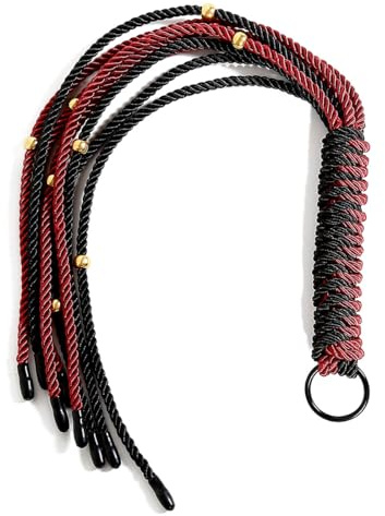 Ensemble de Fouets BDSM – Fouet Double Tressé Rouge et Noir, Quastenpeitsche SM pour Jeux de Spanking, Accessoire de Bondage Sensuel pour Adultes pour Moments Intimes