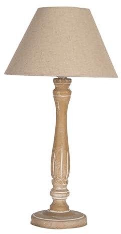 Clayre & Eef Tischlampe Ø 26x50 cm Braun Holz Schreibtischlampe