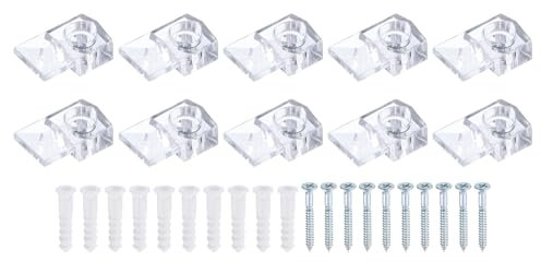 sourcing map 30Pcs Glass Retainer Clips, Plastic Cabinet Door Panel Clip Mirror Holder Clips with Screws for 4-5mm(0.16-0.2) Glass, Transparent