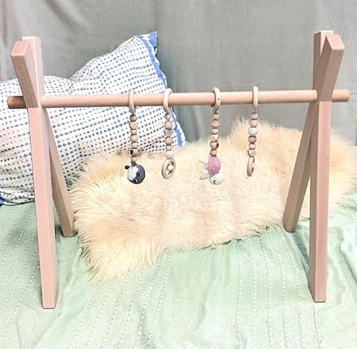 Spielbogen, Babygym, inklusive Bastelset, hochwertiges Ahornholz, Häkeltiere