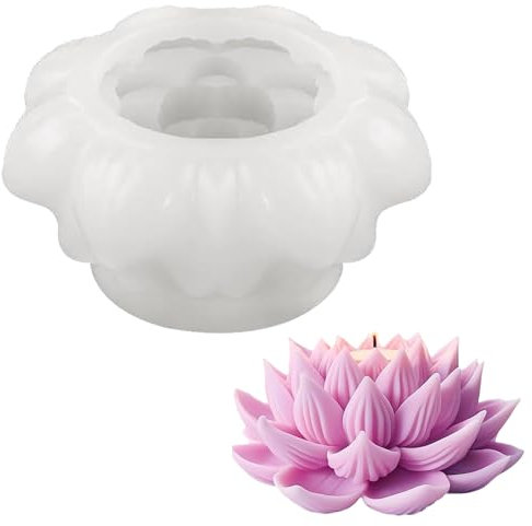 Moule à bougie 3D en forme de fleur de lotus - Moule en silicone - Moule à savon en silicone - Moule à savon 3D - Pour bricolage, aromathérapie, bougies artisanales