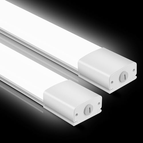 GOOSKI 2 Stücke Feuchtraumleuchte LED 60CM, 30W 3300LM Wannenleuchte IP65 Wasserdicht 4000K Neutralweiß Deckenleuchte, Ultraschlanke Kellerleuchte Werkstattlampe für Garage, Büro, Küche und Unterbau
