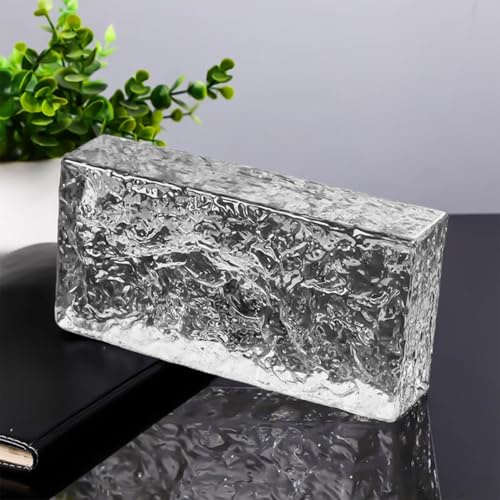Yutianli Blocs de verre transparent pour décoration murale, briques de verre rectangulaires texturées en cristal de glace, utilisées comme cloisons de séparation