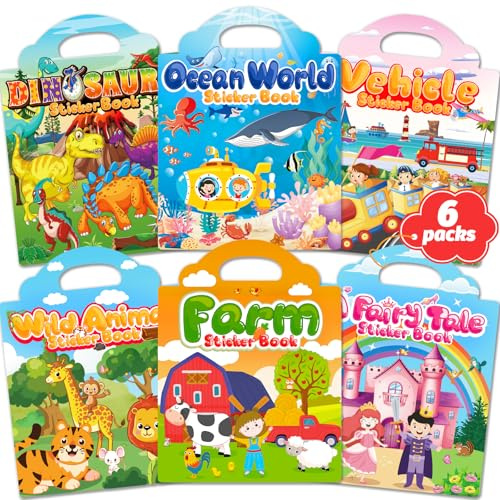 Walenced Wiederverwendbares Stickerbuch für Kleinkinder von 2–4 Jahren, Aufkleber für Kinder, Kleinkind-Bastelaktivitäten, Kleinkind-Reisespielzeug ab 2 Jahren, Geburtstagsgeschenke für Jungen und