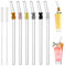 Lot de 6 pailles en verre réutilisables avec brosses de nettoyage pour jus, cocktails, smoothies, café, lait (petit ours)