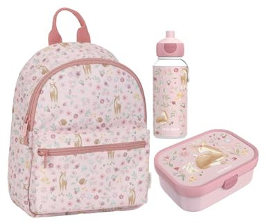 Little Dutch FG-RU-BD-PU Set Kinderrucksack & Brotdose Campus & Trinkflasche Pop-up - Fairy Garden