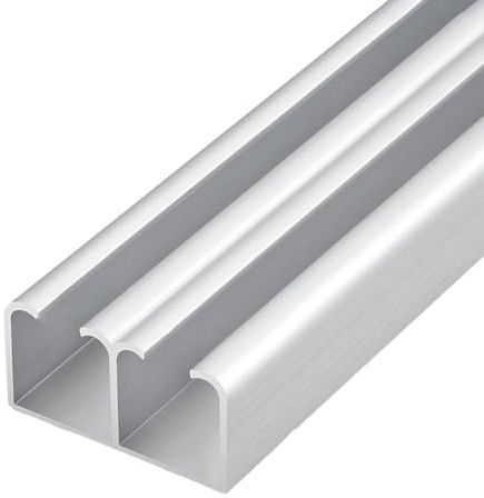 Unikicool Guia Puerta Corredera Riel,Riel para Puerta corredera Doble,Kit de Herrajes para Puerta de Granero de Aluminio,guia Puerta corredera riel,para vitrinas,armarios y roperos.