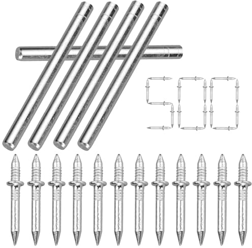 500 Stück Doppelkopf Sockelleisten Nägel, Doppelköpfige Nägel mit 5 Hülsenwerkzeug Nahtloser Nagel mit Doppelköpfigem Sockelfaden Stahlnägel für Betonwände Sockelleisten Invisible Safety Screws