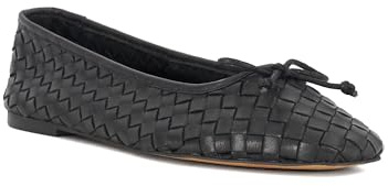 Dune London Ladies Heat Woven Leather Bow Detail Ballet Pumps Suede