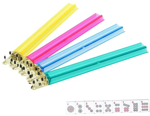 Générique Mahjong-Ständer | 4 Stück amerikanische Mahjong-Halterungen mit Schieber, transparentes Spielzubehör, 47 cm, geeignet für Reisen, Spieltisch, Bewertung und Spieler
