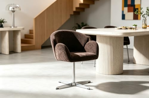 Drehstuhl Mocca mit Armlehnen – Edelstahl, 360° drehbar