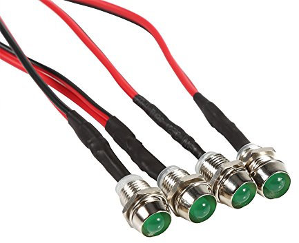 KIMISS Luz LED panel pilot para coche y furgoneta, 4 unidades, 12V 8mm, color verde, indicador de aviso en salpicadero