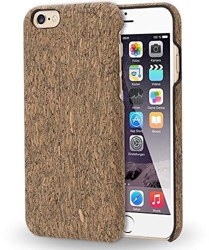 NALIA Kork Hülle kompatibel mit iPhone 6 6S, Natur-Holz Look Handyhülle Handy-Tasche Dünnes Ultra-Slim Hardcase Schutz Etui Backcover Bumper Cover Case Schutzhülle, Designs:Grey Cork