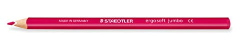 STAEDTLER 158-23 Buntstift ergosoft jumbo (erhöhte Bruchfestigkeit, Dreikantform, ABS-System, rutschfeste Soft-Oberfläche, 12 bordeaux-rote ergosoft jumbo Buntstifte im Kartonetui)