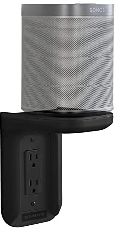 Sanus Outlet Shelf - Holds Any Device Up To 10lbs & Installs In Seconds - Includes Standard & Decora Style Outlet Covers & Integrated Cable Management Channel - Works For Sonos & Smart Home Speakers