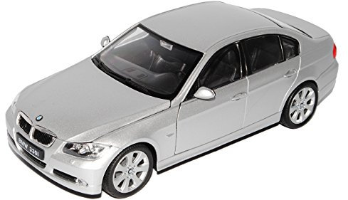Welly B*M*W 3er E90 Limousine Silber 2005-2012 1/24 Modell Auto mit individiuellem Wunschkennzeichen