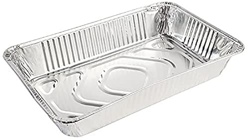 Fiesta Recyclable Foil 1/1 GN Food Containers, Pack of 5 | Stackable aluminium trays withstand -18°C to 220°C for freezer-to-oven prep, with a leak-resistant, space-saving design.