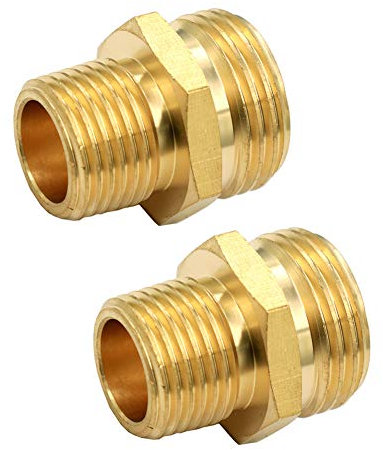 GESHATEN Lot de 2 connecteurs mâles GHT de 1,9 cm x 1,27 cm NPT mâle, raccord de tuyau d'arrosage en laiton, adaptateur, tuyau d'arrosage industriel en laiton pour raccords de tuyau