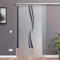 Schiebetürsystem ESG Dekor Satiniert mit klare Dekor M2-Alu mit 30mm Wandabstand (775 x 2050 mm, Soft-Close Selbsteinzug Slimline Alu-Schinensystem mit Griffmuschel)