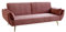 invicta INTERIOR Retro Schlafsofa DIVANI 220cm Altrosa Samt goldene Füße Bettfunktion 3er Sofa Schlafcouch Schlaffunktion Couch