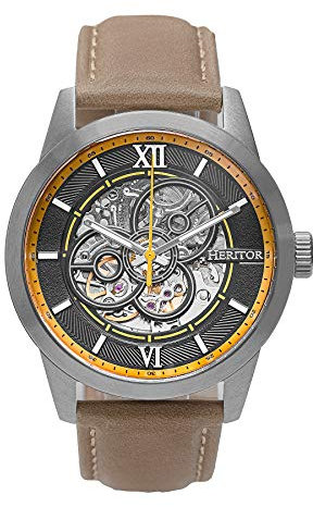 Heritor Jonas Automatik Schwarz Echtleder Silber Herrenuhr HERHR9501 Hellbraun/Silber/Schwarz/Silber SKU: HERHR9505