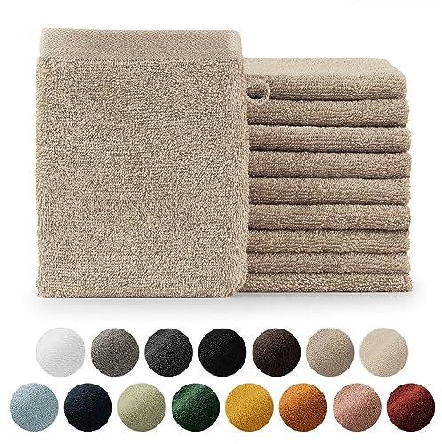 Blumtal - Gant De Toilette - Lot de 10 Gants De Toilette Coton - Gant De Toilette Taupe - Certifié Oeko-TEX®