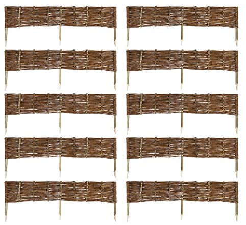 MC.Sammler Panneau en Saule tressé Palissades en Bois 16 Dimensions Hauteur: 20 cm Longueur: 120 cm clôture de Jardin 10 pièces