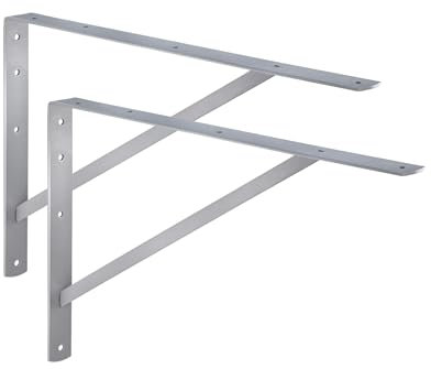 ALPENSTAHL Schwerlastwinkel [ATHENA] 2 Stück Regalwinkel I Tiefe 300 mm I Schwerlastkonsole Silber I Wandhalterung Regal Tragkraft 300 kg I Winkel Metall massiv | Metallwinkel 90 grad