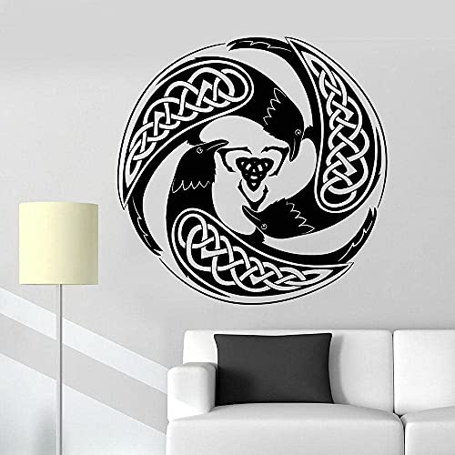 SHENGWW Keltische Krähe Muster Vinyl Wandtattoo Druide Irish Art Irish Sticker Wohnkultur Wohnzimmer Schlafzimmer Dekorative Wandbild 56X56 Cm