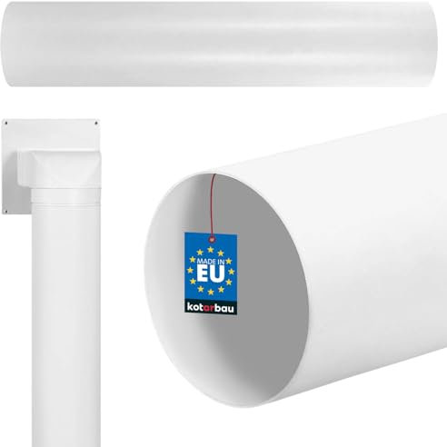KOTARBAU® - Tubo di ventilazione tondo in PVC, 500 mm di lunghezza e 100 mm di diametro, colore bianco