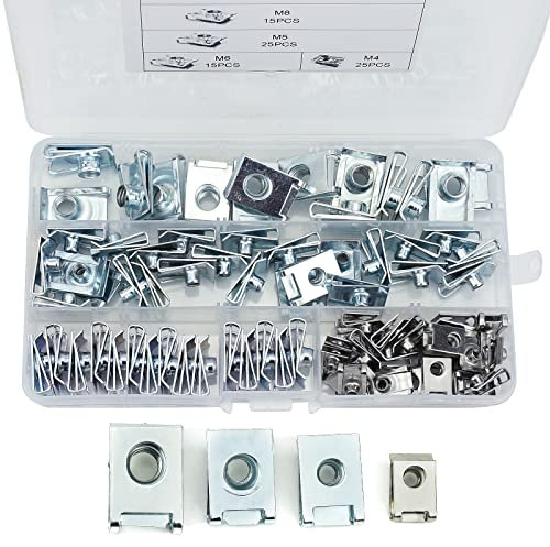 BIGP 80 Stück Gewinde Clip Mutter Set, U-Typ Blechmuttern, M4 M5 M6 M8 Blechmuttern Schnappmutter Set, Clipmuttern Schnappmuttern Karosserieklemmen Edelstahl für Auto Motorrädern