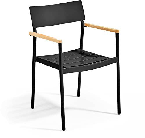 Oviala Gartensessel aus Aluminium und Holz, Schwarz