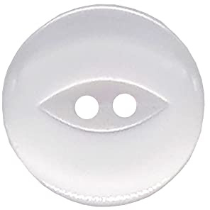 The Bead Shop 20 Pack Round Fish Eye Buttons, Baby Buttons, Sewing, Knitting & Crafts - White 19mm / 30 Lignes
