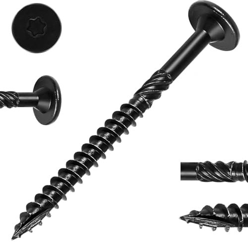 4-1/2 Inch Heavy-Duty Outdoor Deck Screws, Star Drive Decking Wood Screws, Rust Resistant Timber Screws for Timber/Log/Landscaping Wood (250 Count, Black)