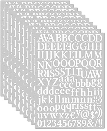 10 Blätter Selbstklebendes Vinyl Nummern Buchstaben Sticker, Wasserdicht Buchstaben Nummern Aufkleber für Postkasten,Schilder, Fenster, Tür, Autos, Lastwagen, Haus, Adressnummer (Weiß)