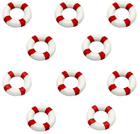 Wensmy 10pcs/set Mini Life Ring Miniature Swim Ring Micro Landscape Life Buoy Nautical Landscape Decorations Buoy Ring Hangings Ornaments