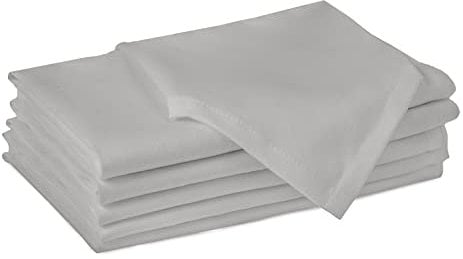 Encasa XO Baumwollstoffservietten | 6er-Set | Größe 43x43 cm | Light Grey Volltonfarbe | Waschmaschinenfest