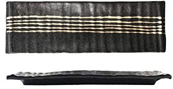 ZIUKENR Piatto rettangolare giapponese per sushi, 30,5 cm pieghettato in ceramica sushi, piatti rettangolari per sushi (Tai Chi)