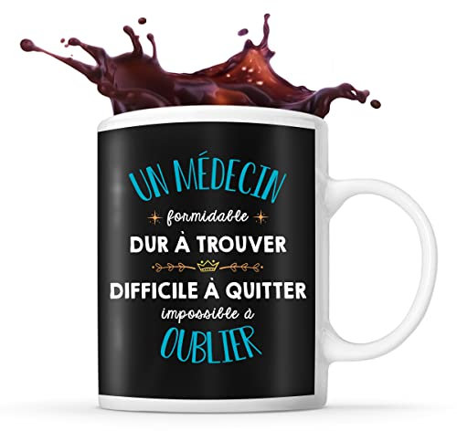 Planetee Tasse Un Médecin Formidable noir | Mug cadeau ami collègue de travail, départ retraite