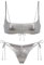 Ensemble Bikini Métallique pour Femmes - Maillot De Bain Sexy Vintage Shiny Micro Scoop Top Tie Side Thong 2 Pièces(Silver,L,10261w)