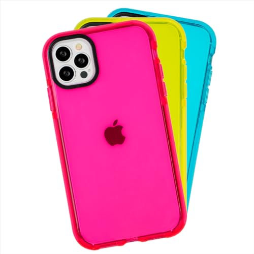 Case Compatible with iPhone 12 Pro Max Translucent Ultra Impact Shockproof, Protector Compatible with iPhone 12 Pro Max Heavy Duty, Case Compatible with iPhone 12 Pro Max Anti-Shock Neon Pink