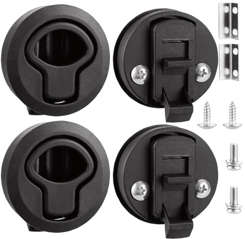 AKOLAFE Confezione da 4 Push Lock Lock Lucchetto per Camper Nero Pull Lock Serratura per mobili 6cm Rotondo Pushlocks Camper Nero Chiusura per cassetto da Campeggio per Camper Barca Marine Deck Boat