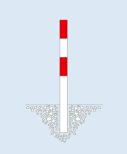 Sperrpfosten, feuerverzinkt und rot-weiß lackiert, zum Einbetonieren, Ø 76 mm, ohne Kettenöse