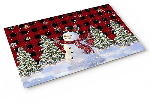 EZON-CH Weihnachts-Fußmatte, Teppiche für Badezimmer, Boden, Schneemann, Baum, Schneeflocke, rotes Büffelkariert, für den Innenbereich, rutschfeste Fußmatte für Badezimmer, Küche, Wohnzimmer,