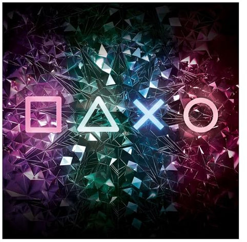 Bilderwelten Fototapete Gaming Neon Controller Symbole Kristall 192 x 192 cm Vlies-Tapete XXL Smart Wandtapete Wanddekoration Wohnzimmer Schlafzimmer